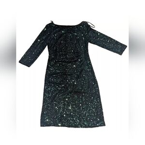 ALL OVER Emerald Green Sequins Size 8 Dress 2 knee by Jessica Howard Worn Once
